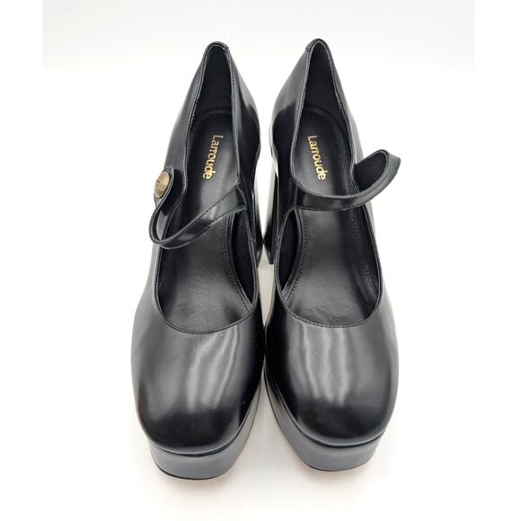 Larroudé Emma Platform Mary Jane Pump Women's Black Leather Size US8 EU38.5 - Picture 10 of 10